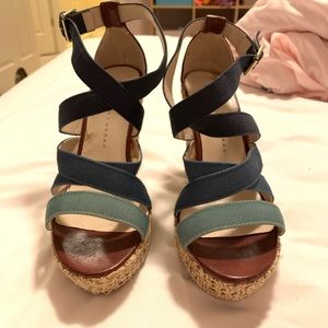 LC Lauren Conrad Blue Espadrille Wedges